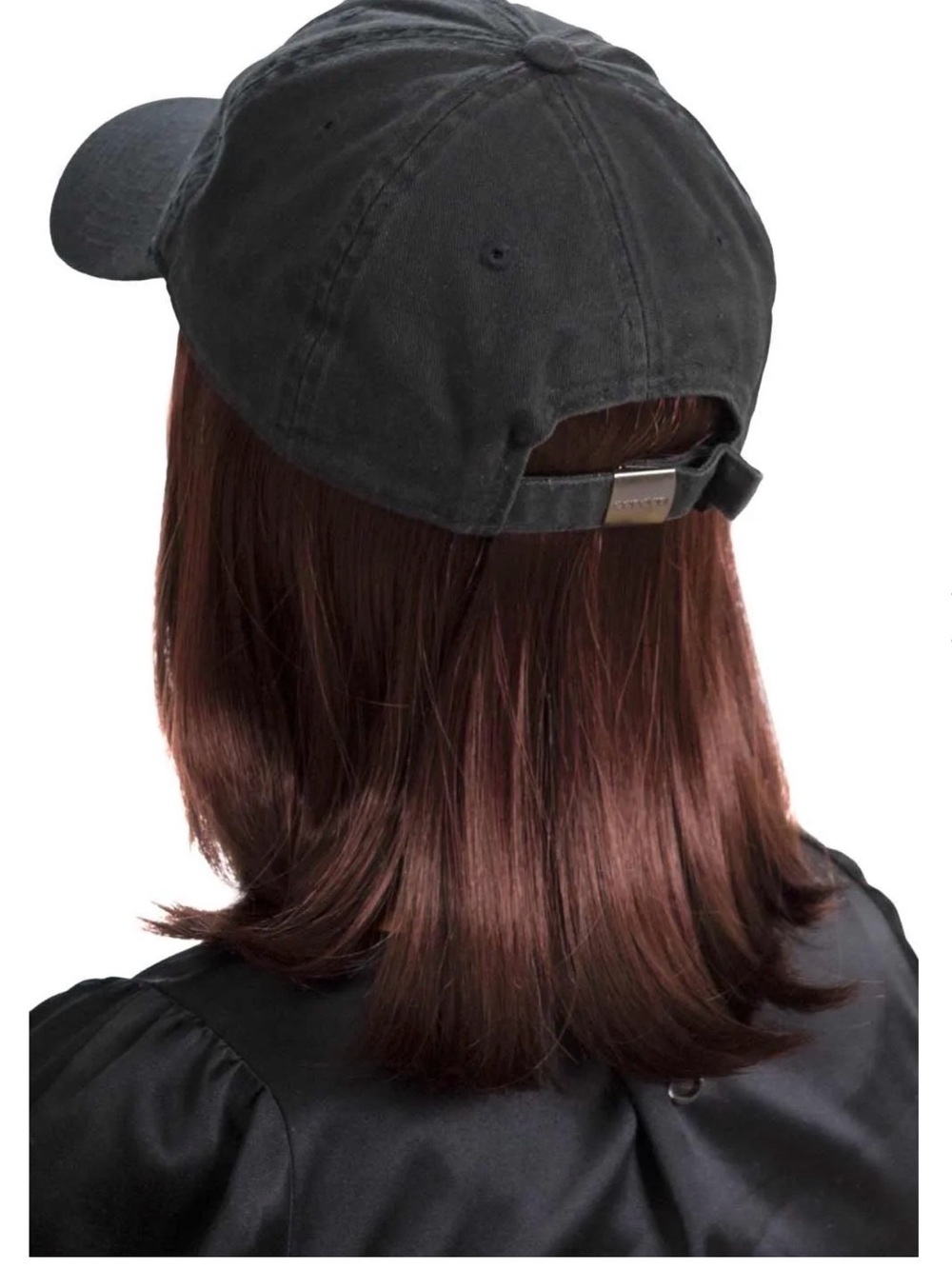 Black Cap with Chestnut Brown Wig Attachment